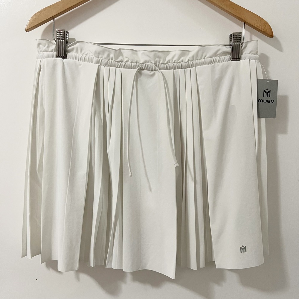 MUEV Women Off Court Pleated Skort White Size M Tennis Golf Mini